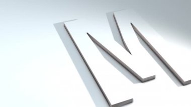 Alfabedeki bir harfin 3d animasyonu - Beyaz arkaplanda M-3d animasyon modeli
