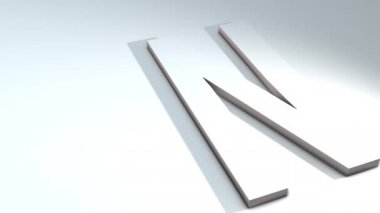 Alfabedeki bir harfin 3d animasyonu - N - 3d animasyon modeli beyaz arka planda