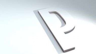 Alfabedeki bir harfin 3d animasyonu - P - 3d animasyon modeli beyaz arkaplanda