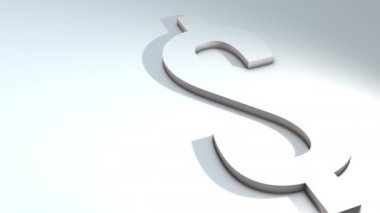 Alfabedeki bir harfin 3d animasyonu - $- beyaz arkaplanda 3d animasyon modeli