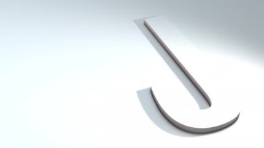 Alfabedeki bir harfin 3d animasyonu - J - 3d animasyon modeli beyaz arkaplanda