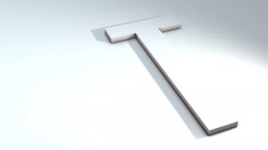 Alfabedeki bir harfin 3d animasyonu - Beyaz arkaplanda T-3d animasyon modeli