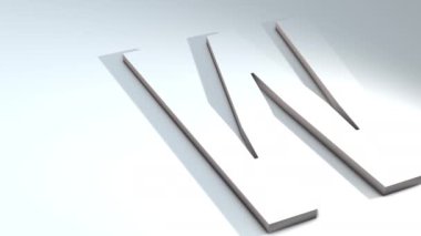 Alfabedeki bir harfin 3d animasyonu - W - 3d animasyon modeli beyaz arka planda
