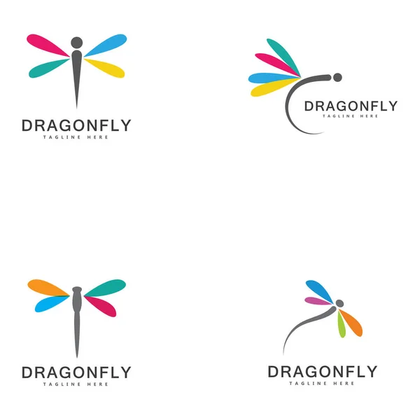 Dragonfly Logo Malli Vektori Kuvake Kuvitus Suunnittelu — vektorikuva