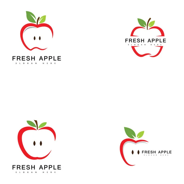 Ilustração Vetor Fruta Fresca Logotipo Maçã — Vetor de Stock