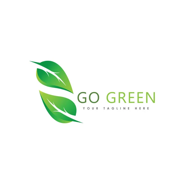 Yeşil Eko Ağacı Yaprak Şablonu Tasarımı — Stok Vektör
