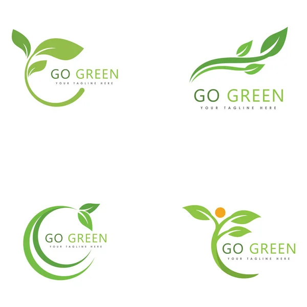 Green Eco Tree Leaf Logo Vorlage Design — Stockvektor