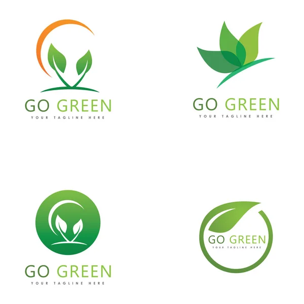 走绿色生态树叶标模板设计 — 图库矢量图片