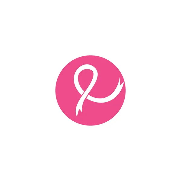 Wzór Wektorowego Logo Wstążki Rzecz Świadomości Raka Piersi — Wektor stockowy