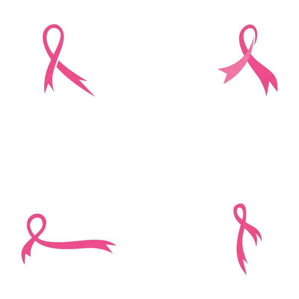 Set Breast Cancer Awareness Ribbon Logo Vector Template — Stock Vector