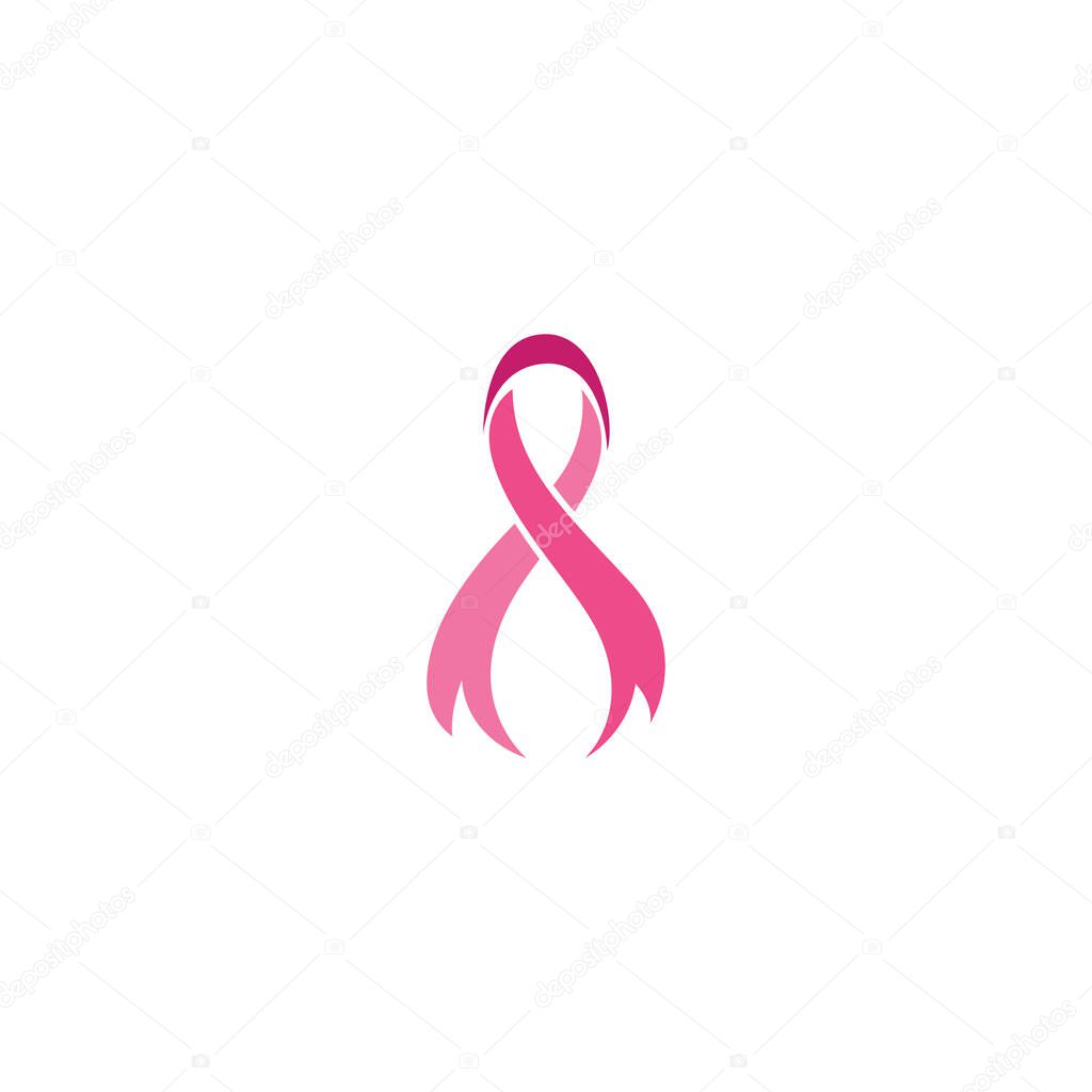 Breast cancer awareness ribbon logo vector template