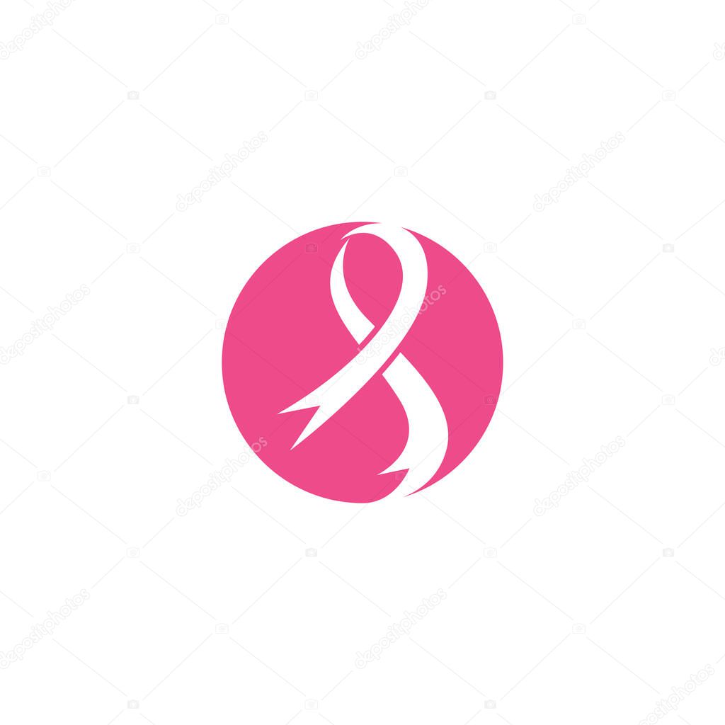 Breast cancer awareness ribbon logo vector template