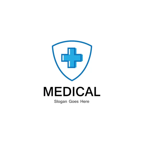 Shield Medical Logo Vector Template — Stock Vector