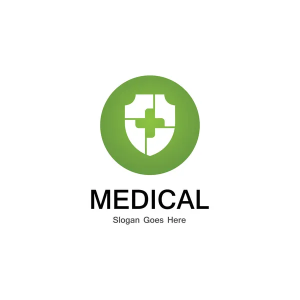 Shield Medical Logo Vector Template — Stock Vector
