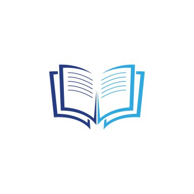 Açık Kitap Logosu Eğitimi Düz Vektör Tasarımı