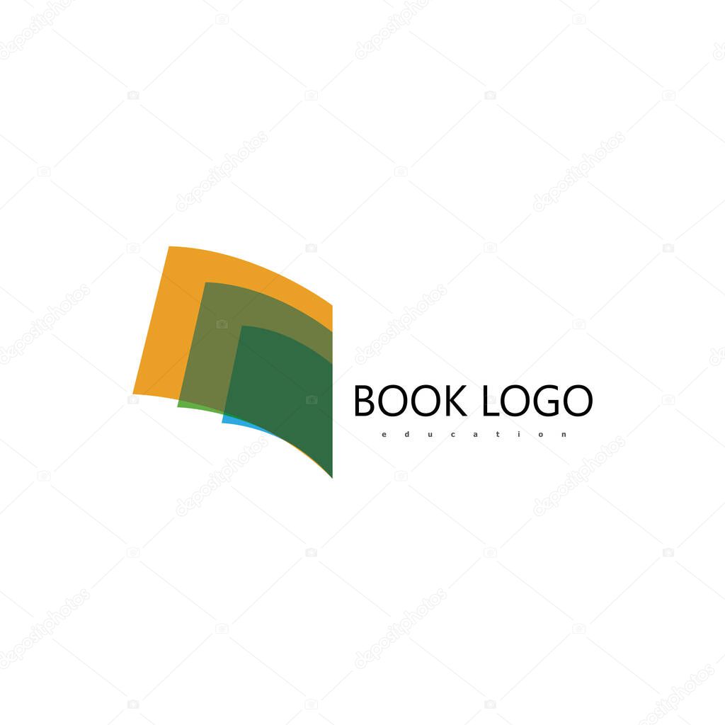 Open Book Logo Education Flat Vector Design
