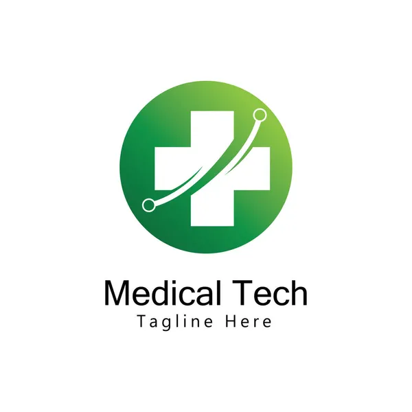 Templat Medical Tech Logo Template Design Vector Ikon Simbol Lambang - Stok Vektor