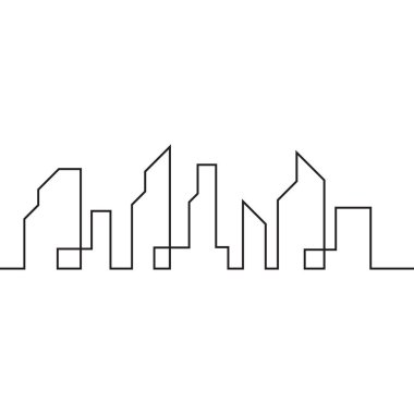 Modern City silueti. Şehir silueti. Düz tasarımda vektör illüstrasyonu