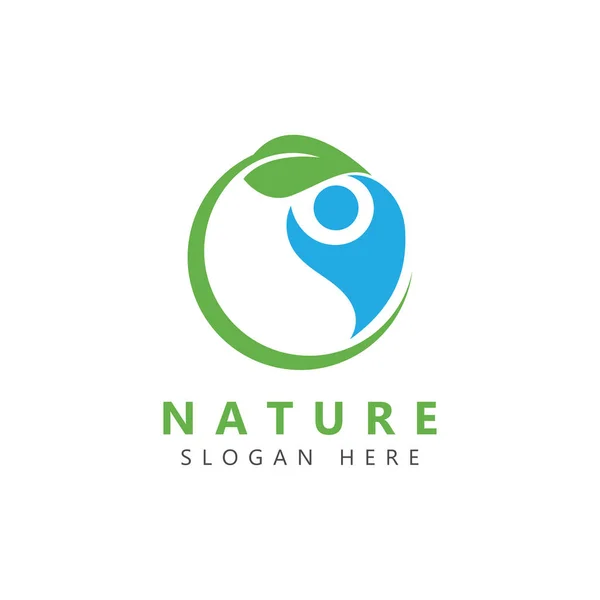 Natura Erbe Medicina Persone Sane Benessere Vettore Logo Modello Progettazione — Vettoriale Stock