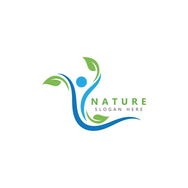 Naturaleza Medicina Herbal Personas Sanas Bienestar Vector Logotipo Diseño Plantilla — Archivo Imágenes Vectoriales