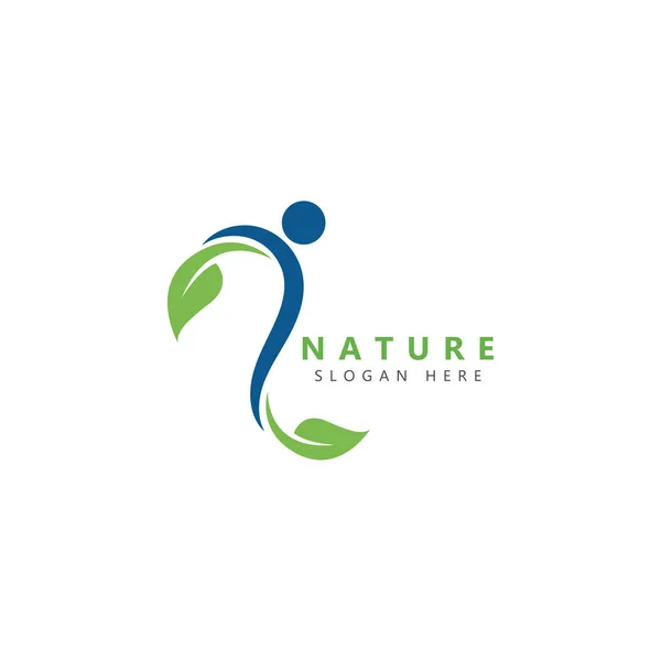 Natura Erbe Medicina Persone Sane Benessere Vettore Logo Modello Progettazione — Vettoriale Stock