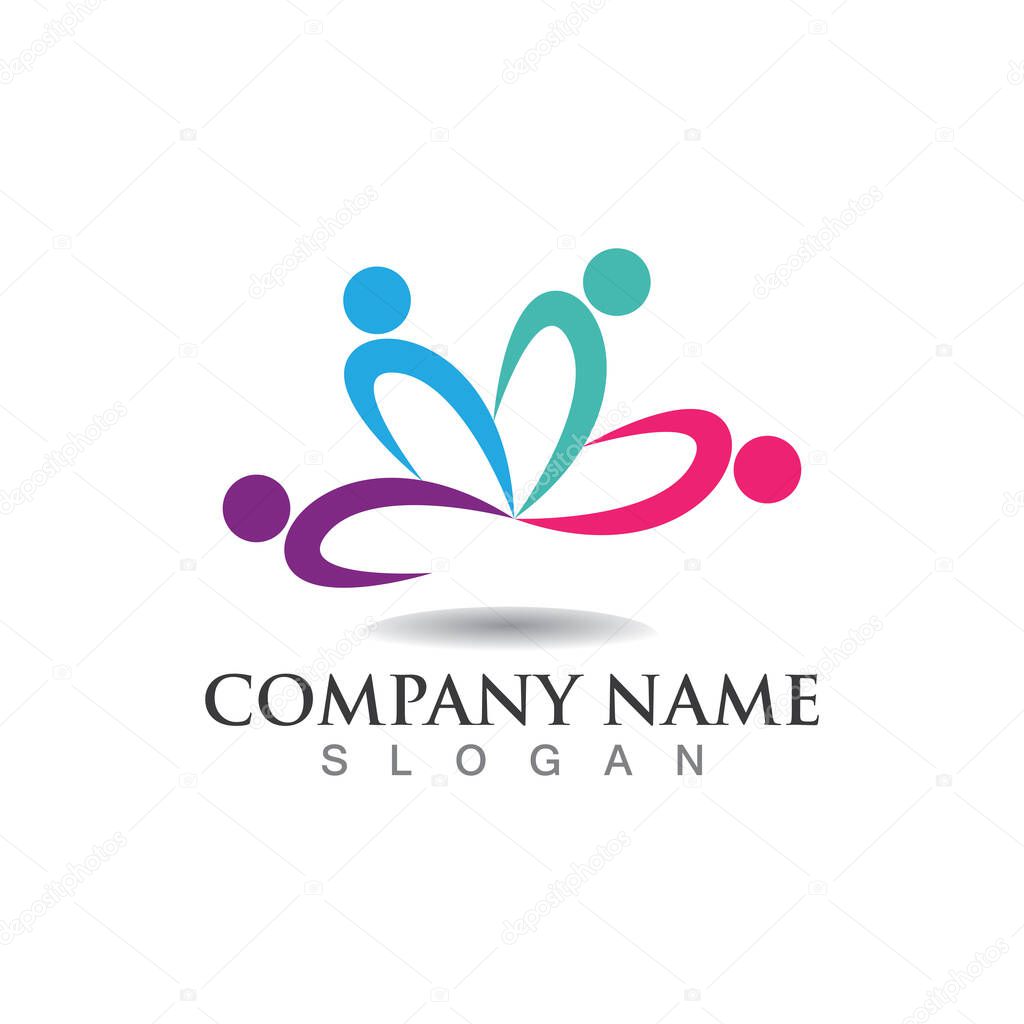 Adoption and community care Logo template vector icon