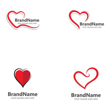 Love heart kırmızı logo ikon vektör şablonu