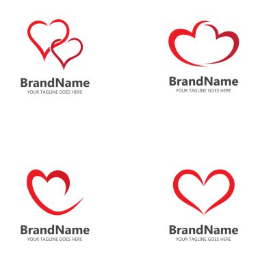 Love heart kırmızı logo ikon vektör şablonu