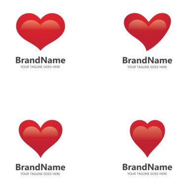 Love heart kırmızı logo ikon vektör şablonu