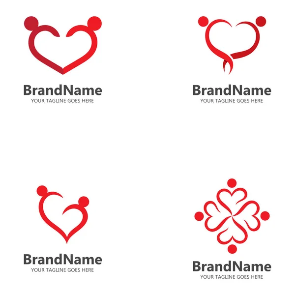 Love Heart Kırmızı Logo Ikon Vektör Şablonu — Stok Vektör