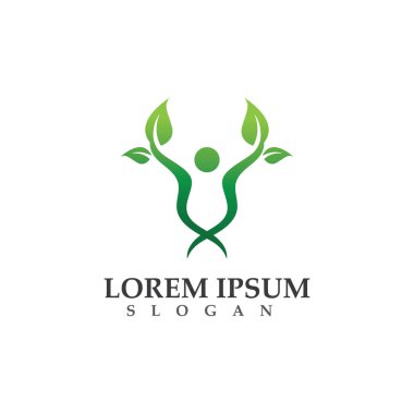 Yeşil doğa sağlık logo ve semboller insanlar yaprak