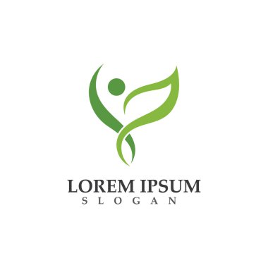 Yeşil doğa sağlık logo ve semboller insanlar yaprak