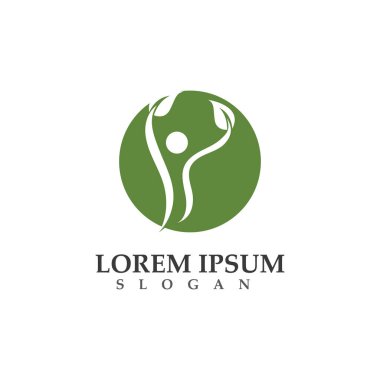 Yeşil doğa sağlık logo ve semboller insanlar yaprak