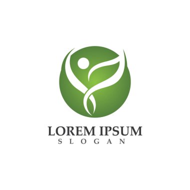 Yeşil doğa sağlık logo ve semboller insanlar yaprak