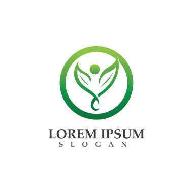 Yeşil doğa sağlık logo ve semboller insanlar yaprak