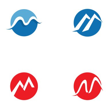 M harfi dağ logosu. Yüksek dağ simgesi logo iş şablonu vektörü