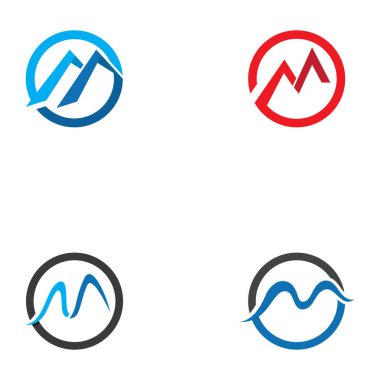M harfi dağ logosu. Yüksek dağ simgesi logo iş şablonu vektörü