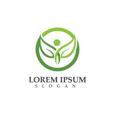 Yeşil doğa sağlık logo ve semboller insanlar yaprak