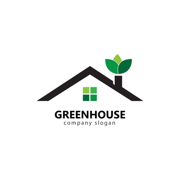 Green House Logo Design Illustration — 스톡 벡터