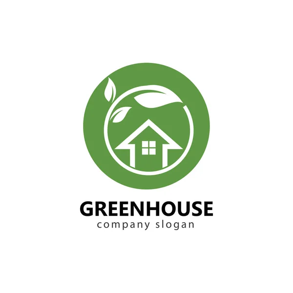 Πράσινο Σπίτι Λογότυπο Εικονογράφηση Σχεδιασμό — Διανυσματικό Αρχείο