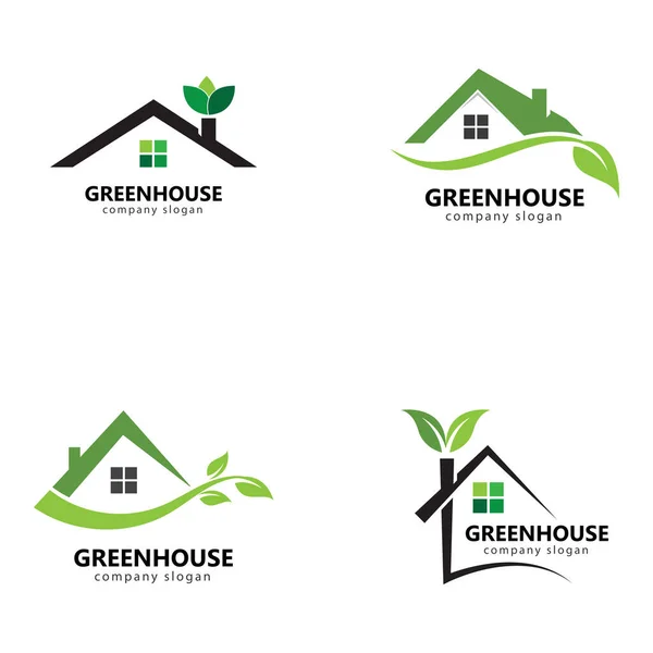 Green House Logo Design Illustration — 图库矢量图片