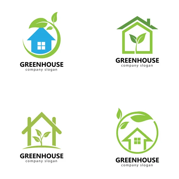 Green House Logo Design Illustration — Vector de stock