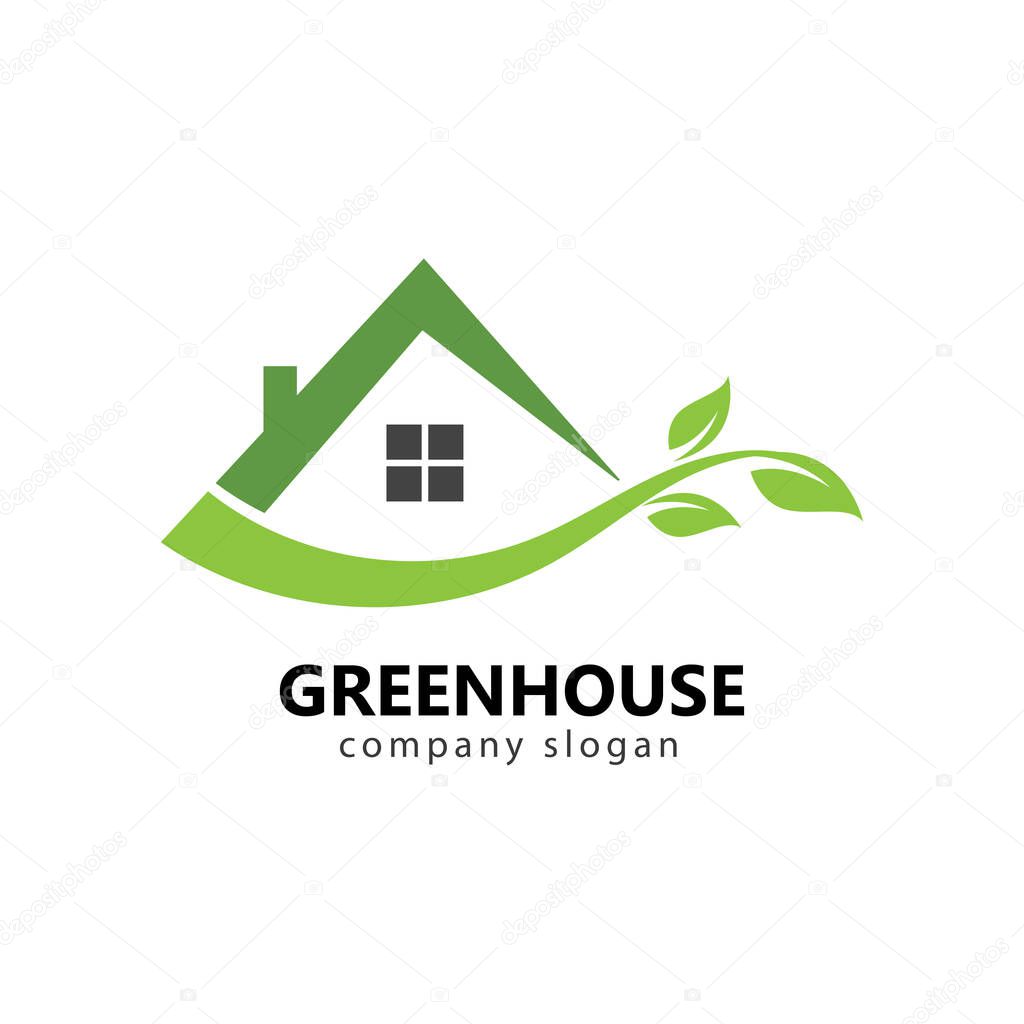 Green house logo design illustration