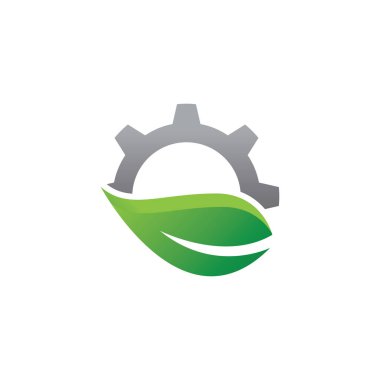 Green leaf  Gear Icon Logo Design Element