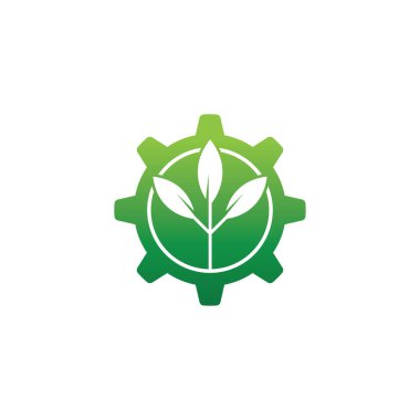 Green leaf  Gear Icon Logo Design Element