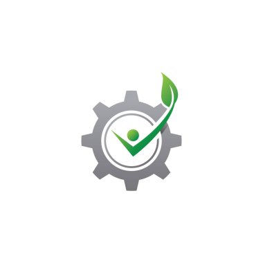 Green leaf  Gear Icon Logo Design Element