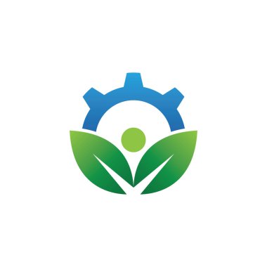 Green leaf  Gear Icon Logo Design Element