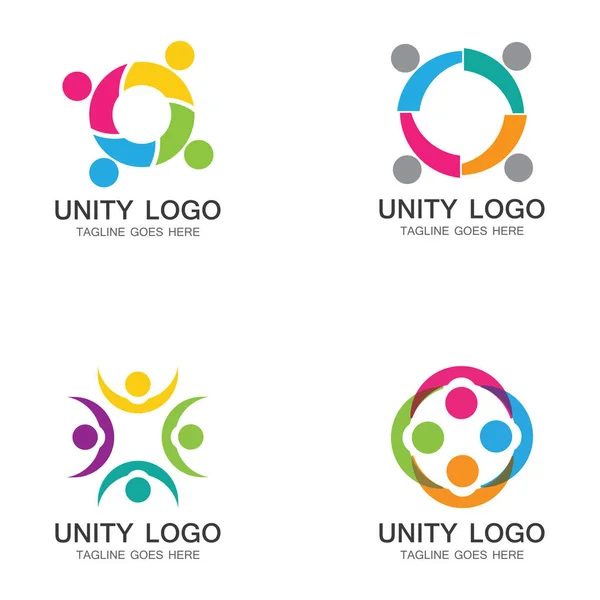 Unity People Care Logo Icon Vector Template — Wektor stockowy