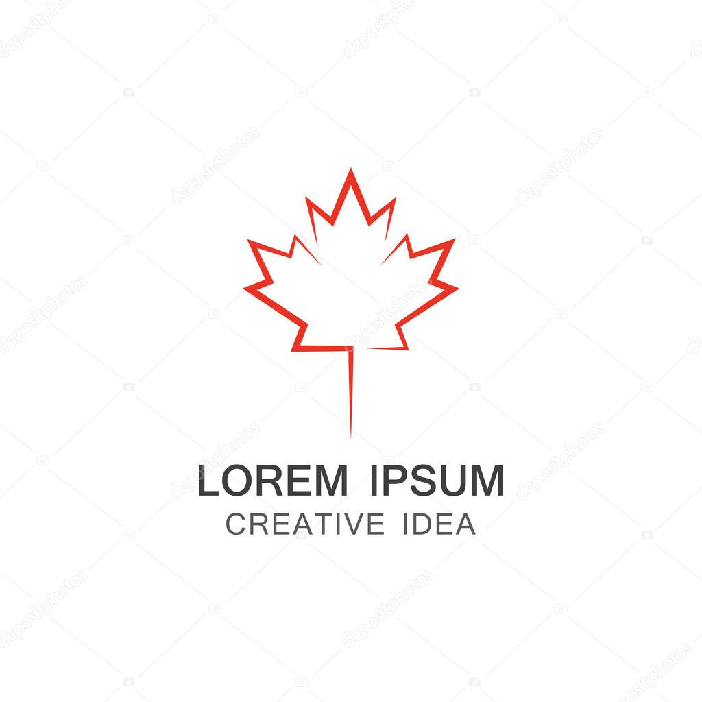 Red Maple leaf logo illustration.