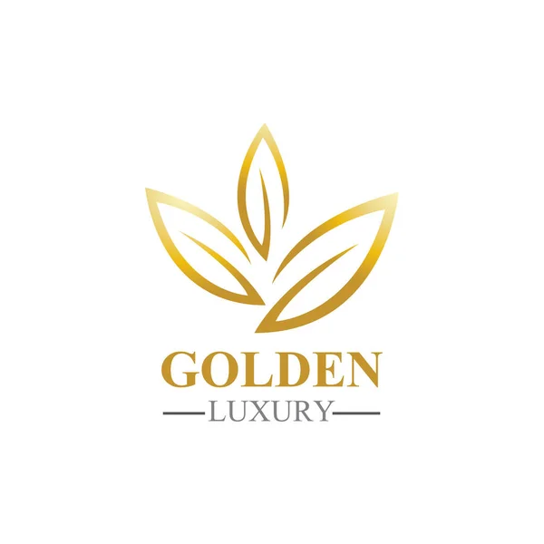 Folha Dourada Logotipo Luxo Ícone Vetor Modelo —  Vetores de Stock